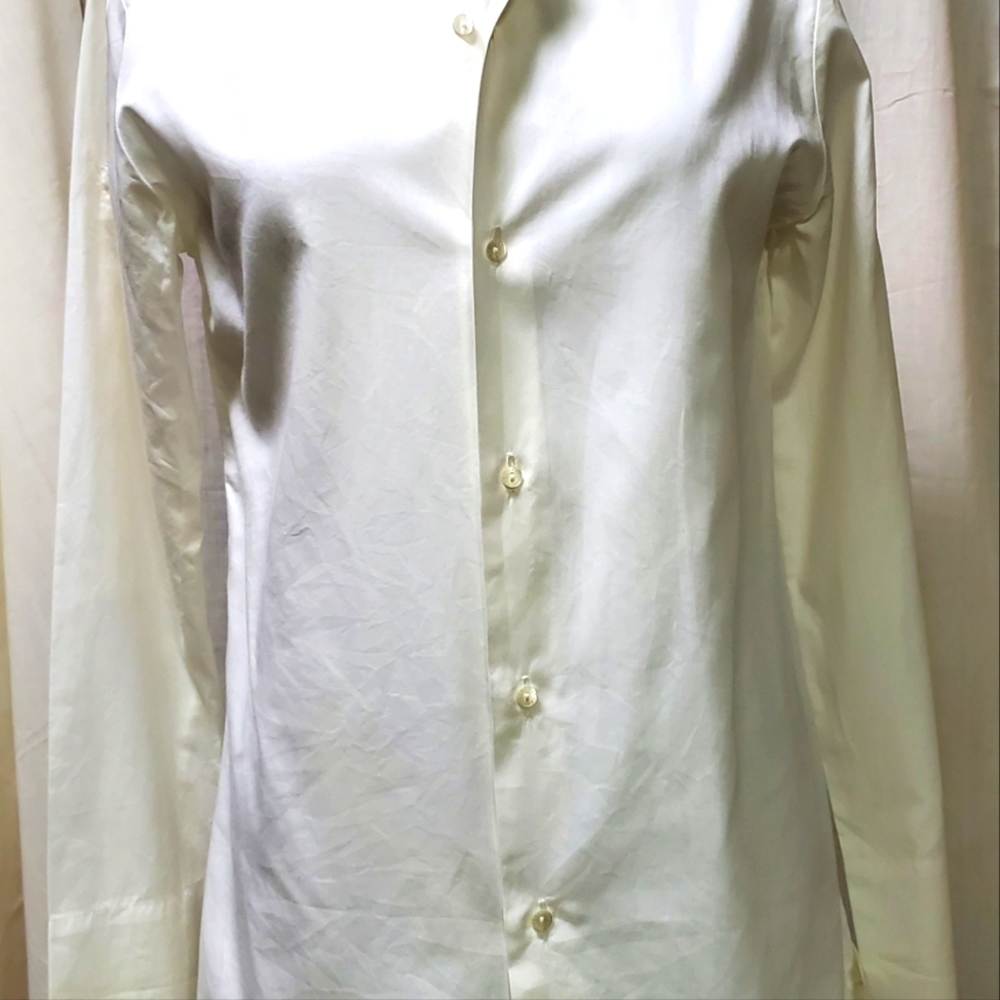 BOTTEGA VENETA VINTAGE ORIGINAL WHITE COTTON BUTTON DOWN BLOUSE SHIRT SZ MEDIUM